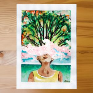Ilustración en acuarela "árbol"